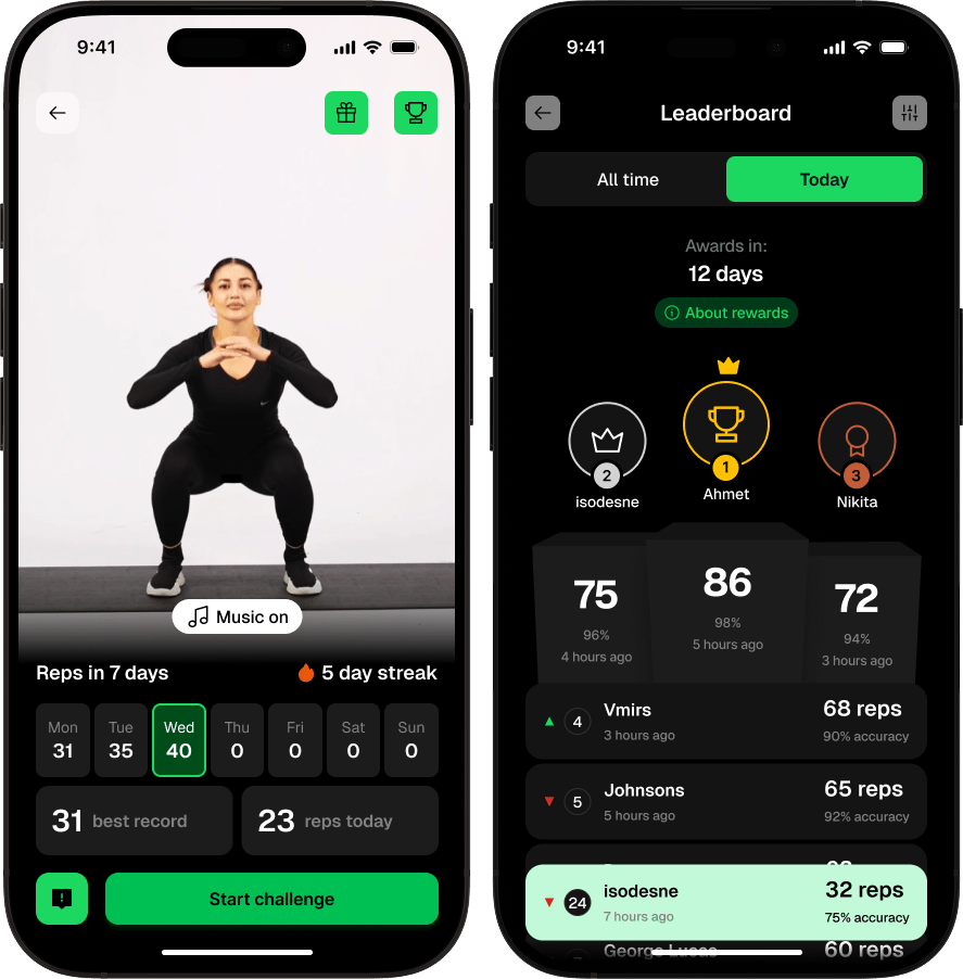 Real-time challenges interface
